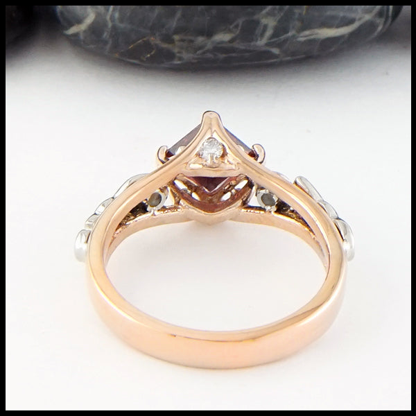 Rear view Garnet Celtic Knot Ring 