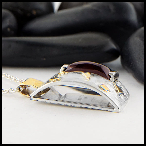 Profile view Custom Garnet in Sterling Silver Pendant