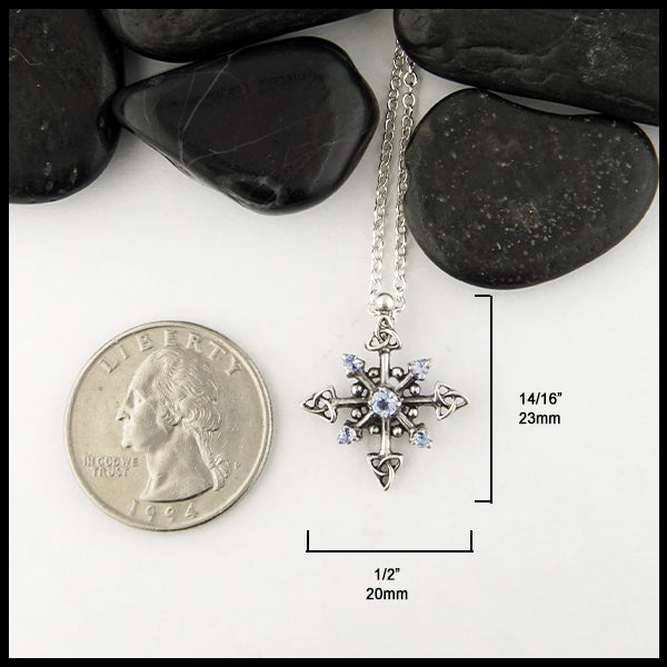 23mm long and 20mm wide Trinity knot pendant