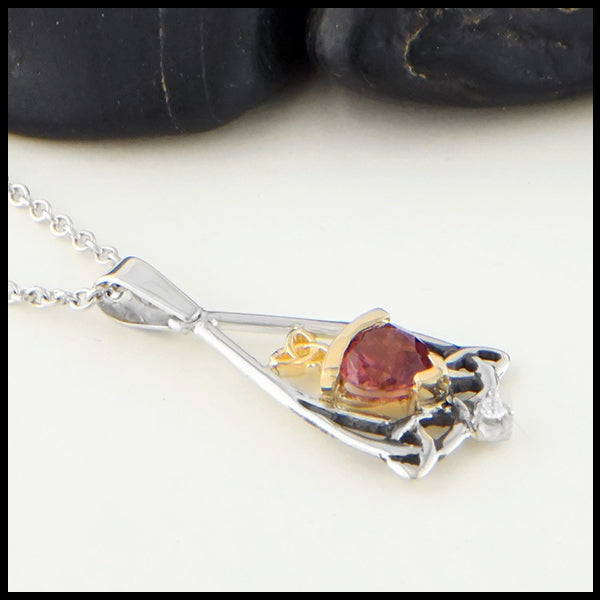 Profile view Pink Tourmaline Pendant