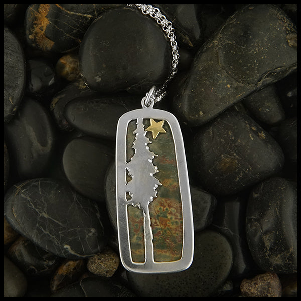 Bloostone pine tree pendant reverse view