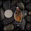 Measurements of pendant 1 3/4 inch long by 1 inch wide modified oval