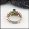 Reverse view of Emerald Cut Tsavorite Ring in yellow, white, and rose gold