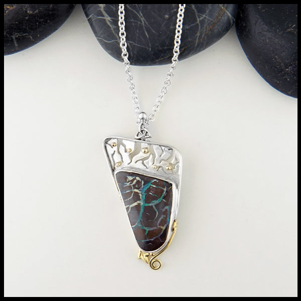 Australian Boulder Opal Pendant on cable chain