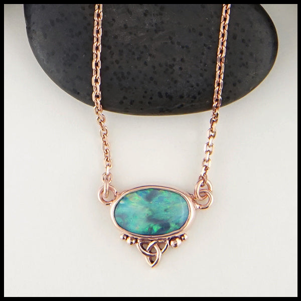 Black opal choker necklace in rose gold