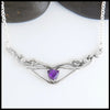 Heart Shaped Amethyst and Ivy Bar Necklace