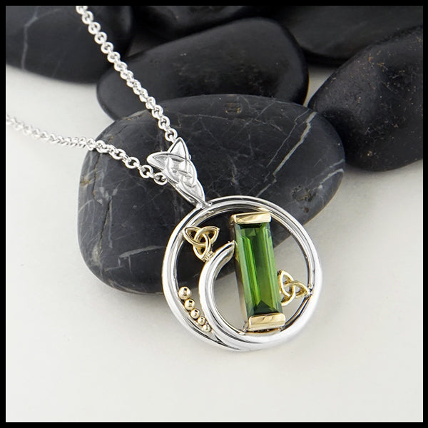 Profile view Tourmaline Baguette Pendant 