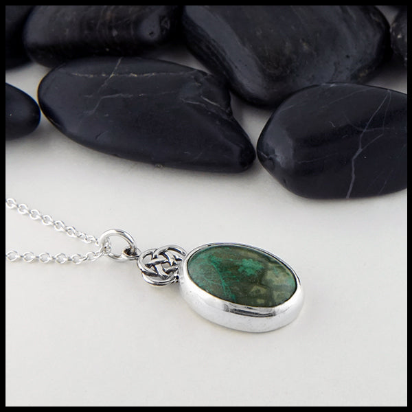 Azurite Chrysocolla Josephine's Knot Pendant in Silver
