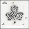 Large Shamrock pendant measures 1 1/4" by 1 1/8"