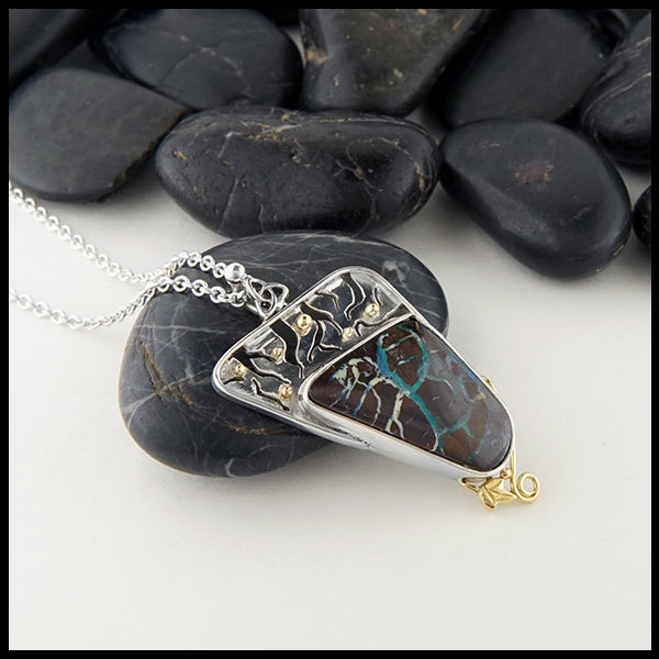Australian Boulder Opal Pendant on 18" cable chain