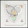 3/4 by 3/4 inches Trinity Knot and Heart Shaped Opal Necklace