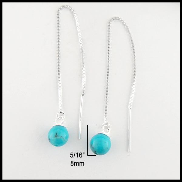 5/16 inch Turquoise Bead Threader Earrings