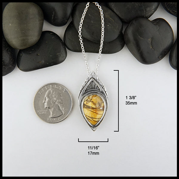 mookaite pendant measurements 35mm long by 17mm wide
