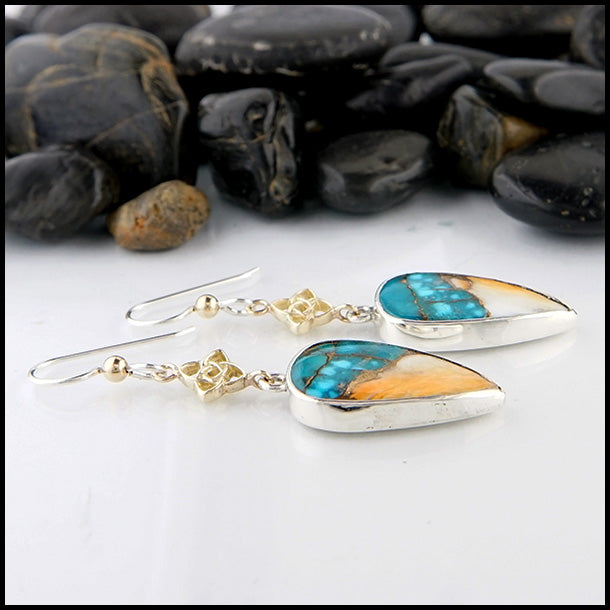 Shoreline drop earrings in silver and gold