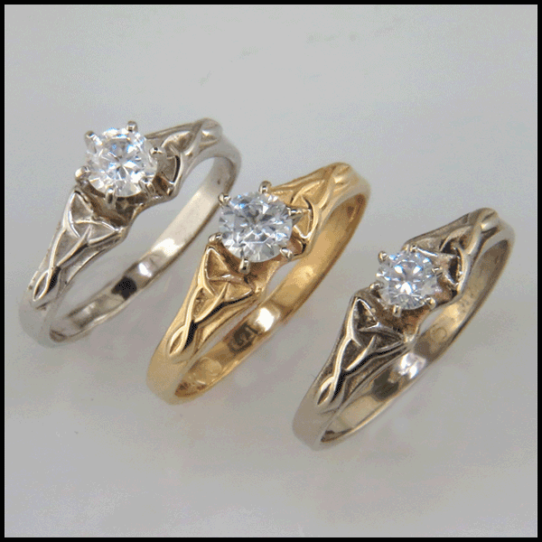 Simple Trinity Knot Diamond Celtic Engagement Ring Solitaire