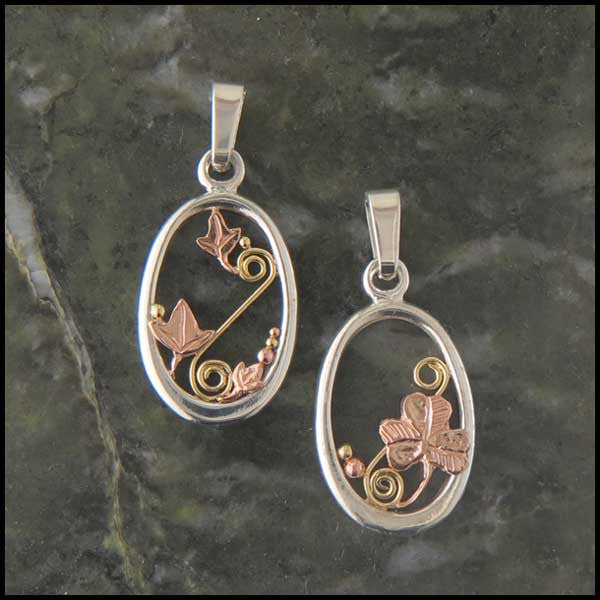 Oval Celtic pendants in Sterling Silver and Gold