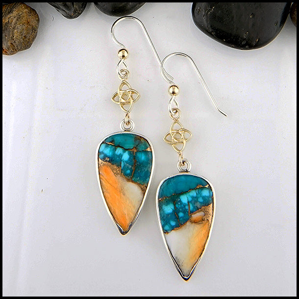 Shoreline Drop Earrings in silver and gold