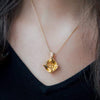 Custom Citrine Pendant Shown on the neck